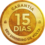 Selo dourado de garantia de 15 dias. Seu dinheiro de volta.